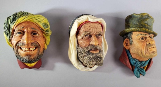 (3) Vintage Bosson's Chalkware Heads