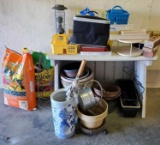 Portable Desk, Bird Feeder, Potting Mix, Sunflower Bird Seed, Watering Can, Planters, and More.(LPO)