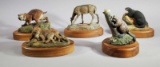 (5) Figurines on Wood Bases - An American Wildlife Bronze Collection