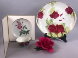 Rose Platter, Plate, Cup & Figurine