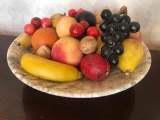 Alabaster Fruit & Nuts in Alabaster Bowl