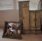 Painted Cabinet with Framed Mirror Display and Figurines (LPO)