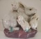 Decorative Pottery Rabbit Figurine: Mama and her Babies