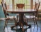 Oak Pedestal Table and (4) Pressed-back Chairs (LPO)