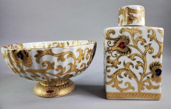 Decorative Bowl and Squared Ginger Jar