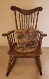 Antique Oak Rocking Chair w/Upholstered Seat & Pillows (LPO)