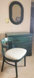 Painted 3-Drawer Chest, Mirror and Chair (LPO)