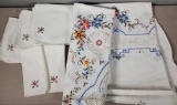 Hand-embroidered Table Cloth and (8) Napkins