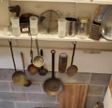 Assorted Vintage Kitchen Tools: Ladles, Graters, Cutting Board and more. (LPO)