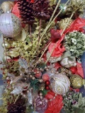 Large Tub of Christmas Orbs, Floral Decor and Ornaments (LPO)