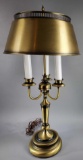 Brass-tone 3-Candelabra-style Desk Lamp with Metal Shade (LPO)
