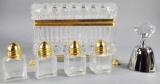 Pressed Glass Box with (4) Salt/Pepper Shakers and (1) Bell