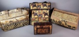 (3) Assorted Animal Print Travel Bags and (1) Box Purse