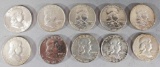 (10) Franklin Half Dollars 1948-1963