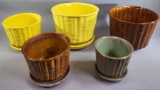 (5) McCoy Bamboo Motif Flower Pots
