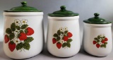 (3) McCoy Strawberry Country Canisters