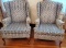 Pair of Cut Velvet Wing Back Chairs (LPO)