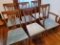 (6) Wood & Blue Velvet Dining Chairs (LPO)