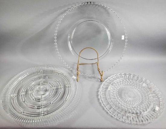 (3) Depression Era Glass Cake Plates/Platters