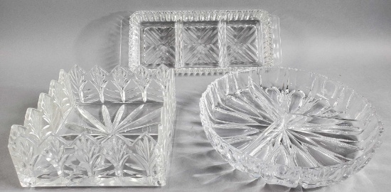 (3) Early American Pattern Glass (EAPG) Relish & Serving Dishes