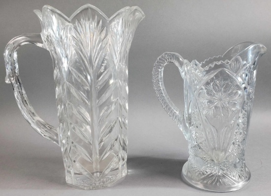 (2) Early American Pattern Glass Pitchers