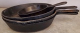 (4) Unmarked Cast Iron Skillets