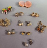 Costume Jewelry: (10) Pair Assorted Clip & Screw-back Earrings