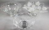 (3) Footed Clear Glass Bowls