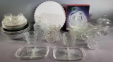 Assorted Glassware with Santa Plate, Cream & Sugars and more