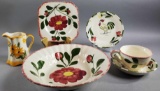 Assorted Sponge Painted Porcelain Plate, Bowl, Small Pitcher and More