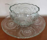 Large L.E. Smith Punch Bowl w/Underplate & Ladle