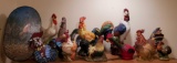 Rooster Lot w/ Painted Stool and Glass Lamp (LPO)