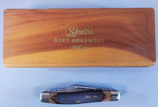 Schrade Old Timer 80T Knife & Smith's Soft Arkansas STC-6 Stone