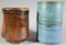 (2) Small Hand Thrown Tumblers Brown & Blue