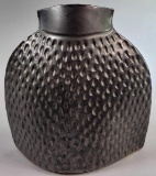 Handmade Pottery Vase - Black Matte w/Dinting