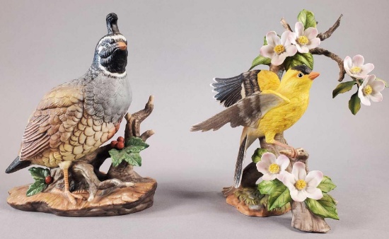 Homeco "Quail" and "Goldfinch" Porcelain Figurines w/Boxes