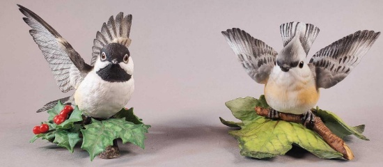 (2) Lenox Porcelain Bird Figurines: "Chickadee" and "Tufted Titmouse"