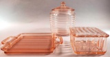 Assorted Pink Depression Glass with Refrigerator Dish