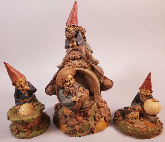 (3) Tom Clark Resin Gnome Figurines