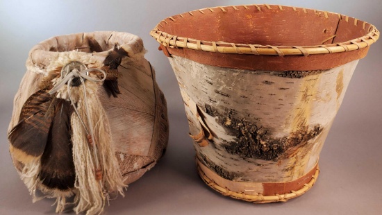 (2) Decorative Birch Bark Baskets (LPO)