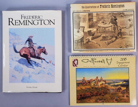 (2) Frederick Remington Books & Charles Russell Calendar