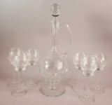 Etched Crystal Decanter w/(6) glasses (LPO)