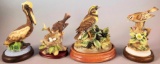 (4) Porcelain Birds on Wood Bases (LPO)