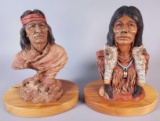 Pair of Resin Indian Figurines on Wood Bases (LPO)