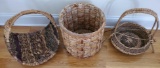 (3) Decorative Baskets: Magazine Rack, Waste Basket & Handled Basket (LPO)