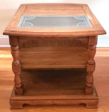 Side Table with Shelf, Cabinet and Glass Insert (LPO)