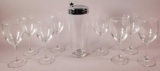 Cocktail Shaker w/(8) Wine Glasses (LPO)