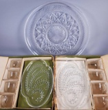 (2) Sets Vintage Federal Glass Hospitality Snack Sets & Serving Tray (LPO)