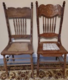 (2) Wood Straight Back Chairs (LPO)