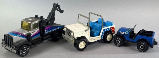 Vintage Metal Tonka Kenworth Tow Truck, Buddy L Jeep and more